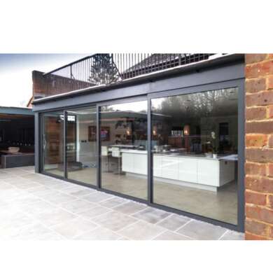 WDMA Hurricane Impact Aluminium 4 Panel Triple Glazing Sliding Patio Doors Stacking Door For Residential Main Entrance