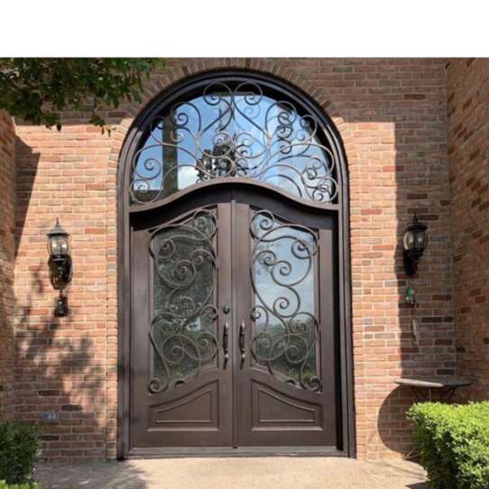 China WDMA Iron Fire Proof Metal Frame Wrought Iron And Aluminium Steel Flush Glass Interior Entry Door