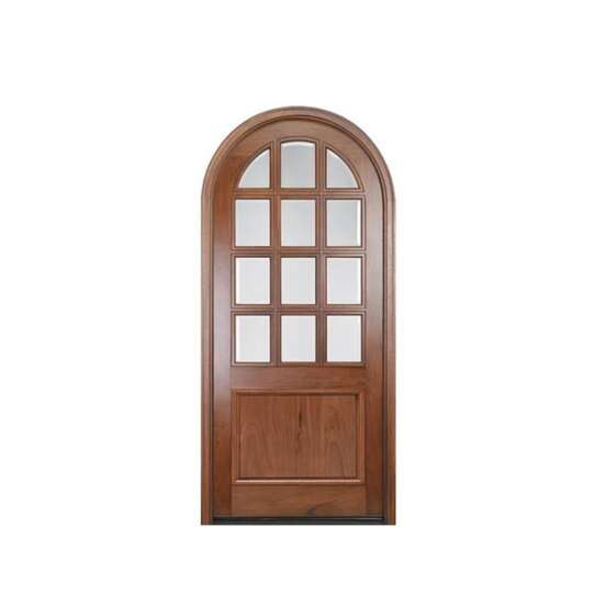 China WDMA Italy Handmade Mahogany Solid Wooden Main Entry Front Double Door With Half Moon Glass From Shandong