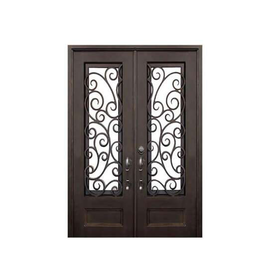 China WDMA Luxurious Antique Garden Entrance Wrought Iron Door With Glass Models For Home Use