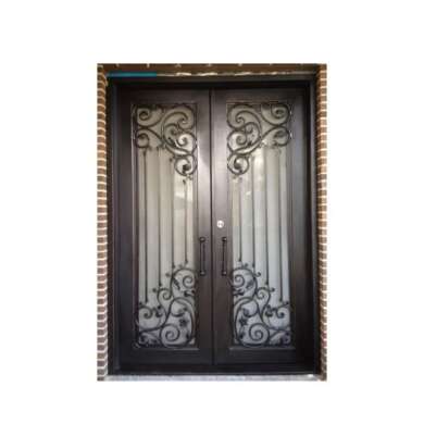 WDMA New Simple Safety Iron Pipe Grill Glass Front Window Door Design