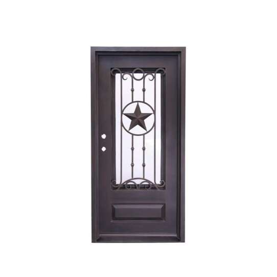 WDMA Outdoor Modern Exterior Entry Owes Arch Top Double Wrought Iron Security Door With Glass Inserts Grill Design