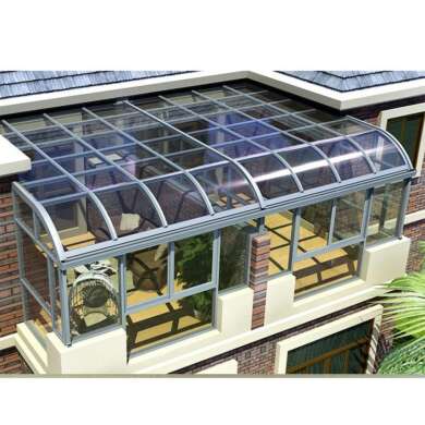 WDMA Prefabricated 4 Season Free Standing Veranda Aluminium Insulated Curved Glass Conservatory Sunroom Glass House For Solarium On