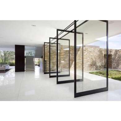 WDMA Sandblasting Aluminium Tempered Mall Glass Single Leaf Pivot Door For Front Meeting Room Pakistan