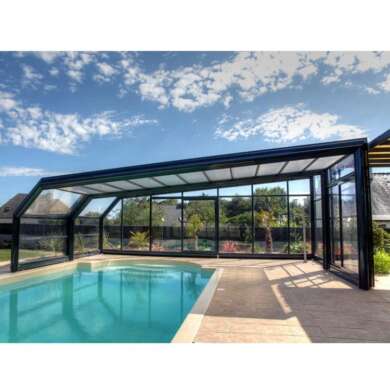 WDMA Swimming Pool Cover Polycarbonatesliding Glass Aluminum Frame Pool Sunroom