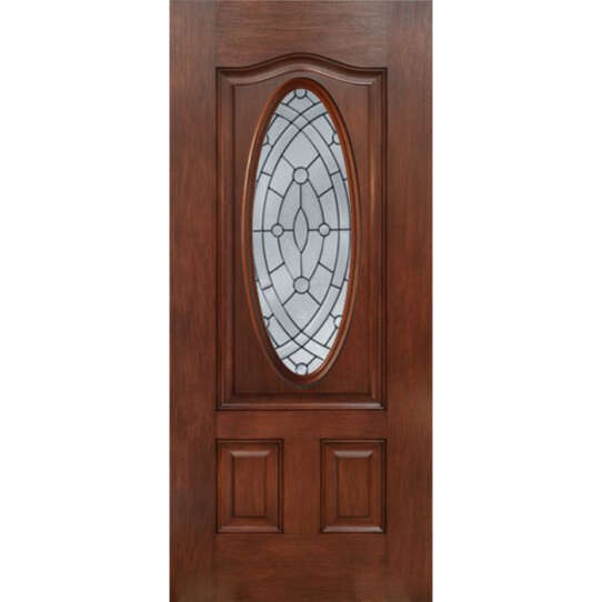 ESWDA 30x80 Exterior Mahogany Oval Three Panel Single