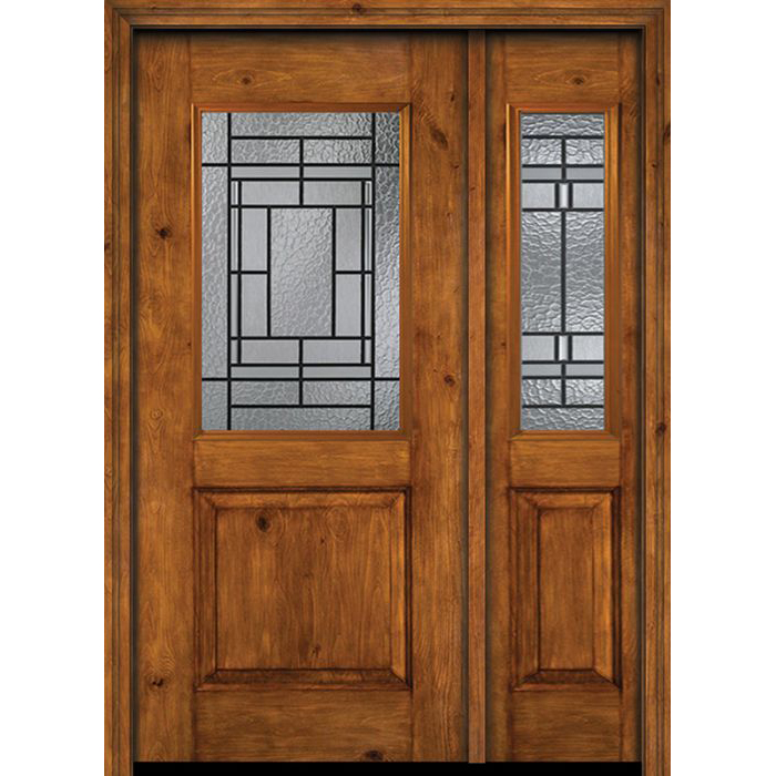 ESWDA 44x80 Exterior Cherry Alder Rustic Plain Panel 1/2 Lite Single