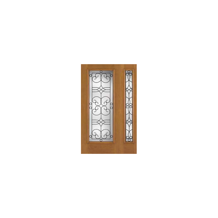 ESWDA 46x80 Exterior Oak Fiberglass Impact Door Full Lite Salinas