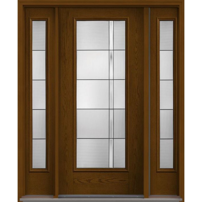ESWDA 52x80 Exterior Oak Axis Full Lite W/ Stile Lines Fiberglass Door
