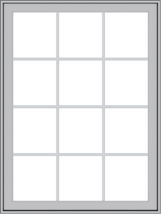 WDMA 36x48 (35.5 x 47.5 inch) Pine Wood Light Grey Aluminum Push out Casement Window with Colonial Grids Exterior