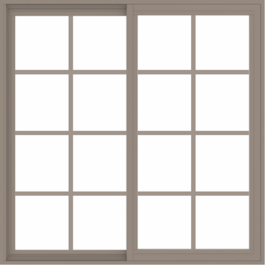 WDMA 48x48 (47.5 x 47.5 inch) Vinyl uPVC Brown Slide Window with Colonial Grids Exterior