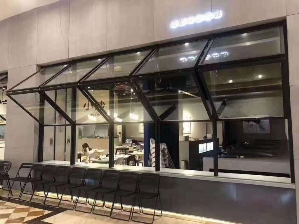 Aluminium Gas Strut Pass Through Windows Push Out Flip Up Out Windows