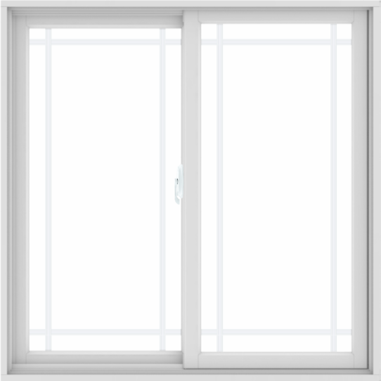 WDMA 48X48 (47.5 x 47.5 inch) White uPVC/Vinyl Sliding Window with Prairie Grilles